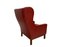 Danish High Back Armchair in Red Leather and Oak by Mogens Hansen, 1960s 5
