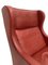 Danish High Back Armchair in Red Leather and Oak by Mogens Hansen, 1960s 9