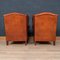 20th Century Dutch Sheepskin Leather Wingback Club Chairs, Set of 2 35