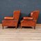 20th Century Dutch Sheepskin Leather Wingback Club Chairs, Set of 2 36