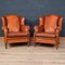 20th Century Dutch Sheepskin Leather Wingback Club Chairs, Set of 2 38