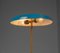 Vintage Italian Table Lamp in Brass with Blue Shade, 1950s, Image 3