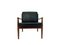 Mid-Century Danish Teak and Black Leather Armchair by Grete Jalk for France & Søn, 1960s 1