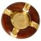 Wood and Brass Ashtray in Brown and Gold, France, 1970, Image 1