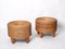 Round Rattan Poufs with Teak Legs, Italy, 1970s, Set of 2, Image 7