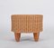 Pouf rotondi in vimini con gambe in teak, Italia, anni '70, set di 2, Immagine 3