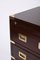 Military Chest of Drawers in Wood and Brass with Writing Desk, England, 1950s 13