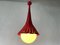 German Red Wicker and Glass Pendant Lamp, 1950s 8