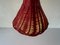 German Red Wicker and Glass Pendant Lamp, 1950s, Image 7