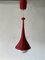 German Red Wicker and Glass Pendant Lamp, 1950s 2