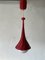 German Red Wicker and Glass Pendant Lamp, 1950s, Image 2