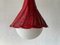 German Red Wicker and Glass Pendant Lamp, 1950s 9