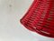 German Red Wicker and Glass Pendant Lamp, 1950s, Image 3