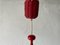 German Red Wicker and Glass Pendant Lamp, 1950s 4