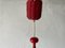 German Red Wicker and Glass Pendant Lamp, 1950s, Image 4