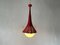 German Red Wicker and Glass Pendant Lamp, 1950s, Image 1