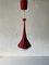 German Red Wicker and Glass Pendant Lamp, 1950s, Image 6