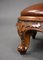 19th Century Walnut & Brown Leather Footstools, 1880, Set of 2, Image 4