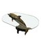 Mid-Century French Brass and Glass Dolphin Coffee Table, 1960s 1