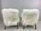 Vintage Art Deco Occasional White Sheepskin Armchairs, Set of 2 20