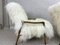 Weiße Vintage Art Deco Armlehnstühle aus Schafsleder, 2er Set 16