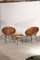 French Chairs with Table in Rattan and Wrought Iron, 1950s, Set of 3 1