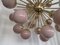Mid-Century Sputnik Spherical Pink Glass & Brass Chandelier, 2000s 8