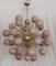 Mid-Century Sputnik Spherical Pink Glass & Brass Chandelier, 2000s 1