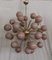 Mid-Century Sputnik Kronleuchter aus rosa Glas & Messing, 2000er 3