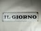 Vintage Italian Black & White Enamel Il Giorno Newspaper Sign, 1950s 1