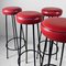 Sgabelli da bar in skai rossi, anni '50, set di 4, Immagine 8
