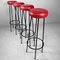 Red Skai Bar Stools, 1950s, Set of 4 3