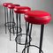 Sgabelli da bar in skai rossi, anni '50, set di 4, Immagine 10