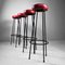 Sgabelli da bar in skai rossi, anni '50, set di 4, Immagine 15