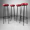 Red Skai Bar Stools, 1950s, Set of 4 2