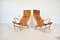 Leather Pernilla Easy Chairs with Ottoman by Bruno Mathsson for Firma Karl Mathsson, 1970s, Set of 3 3