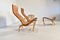 Leather Pernilla Easy Chairs with Ottoman by Bruno Mathsson for Firma Karl Mathsson, 1970s, Set of 3, Image 2