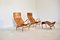 Leather Pernilla Easy Chairs with Ottoman by Bruno Mathsson for Firma Karl Mathsson, 1970s, Set of 3 5