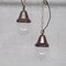 Small Industrial Brass and Clear Glass Pendant Lamps, 1930s, Set of 2 1
