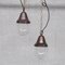 Lámparas colgantes industriales pequeñas de latón y vidrio transparente, años 30. Juego de 2, Imagen 2