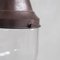 Lámparas colgantes industriales pequeñas de latón y vidrio transparente, años 30. Juego de 2, Imagen 4