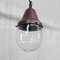 Lámparas colgantes industriales pequeñas de latón y vidrio transparente, años 30. Juego de 2, Imagen 3