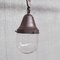 Lámparas colgantes industriales pequeñas de latón y vidrio transparente, años 30. Juego de 2, Imagen 7