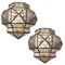 Lampade da parete vintage a forma di diamante in ottone e cristalli, Spagna, set di 2, Immagine 1