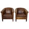 Dutch Cognac Leather Club Chairs, Set of 2 1