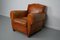 Vintage French Moustache Back Cognac-Colored Leather Club Chair 12
