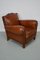 Fauteuil Club Vintage en Cuir Cognac à Dossier Moustache, France, 1940s 7