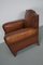 Vintage French Moustache Back Cognac-Colored Leather Club Chair, 1940s, Image 18