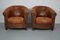 Vintage Dutch Cognac Colored Leather Club Chairs, Set of 2 3