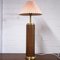 Teak & Brass Cylindrical Desk Lamp with Pleated Pink Shade, 1960s 3